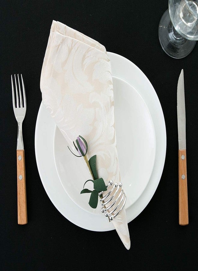 EHouseHome Damask Jacquard Cloth Napkins Waterproof Spillproof Polyester Fabric Napkins Beige, Set of 12, 17 x 17 Inch - Image 3